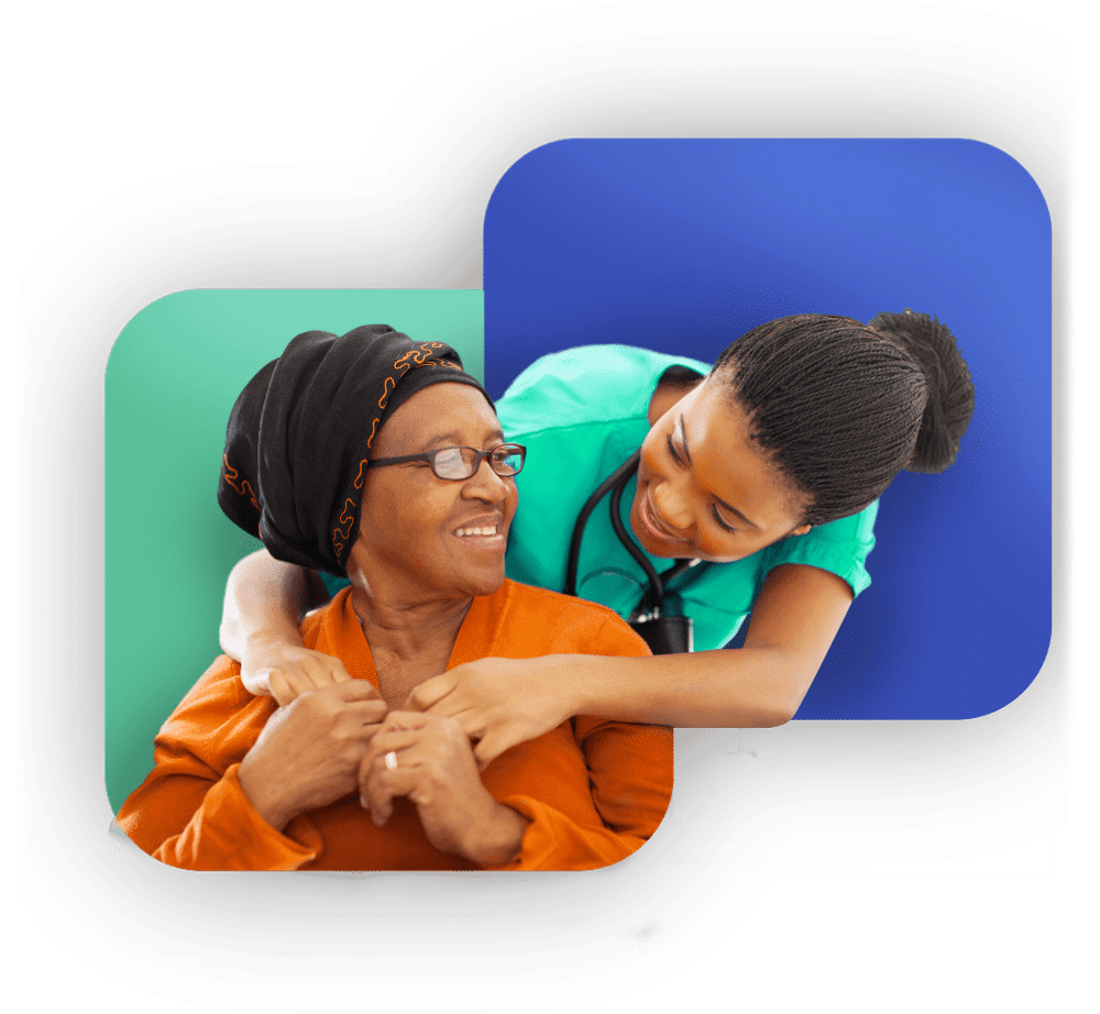 A home caregiver supporting an older adult at home